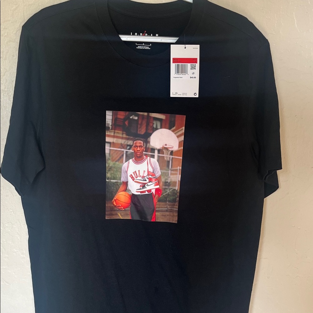 Jordan Black Graphic Tee with Basketball Print